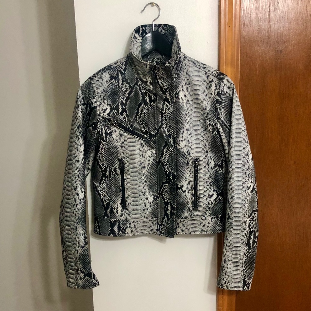 Blank nyc snakeskin print leather jacket